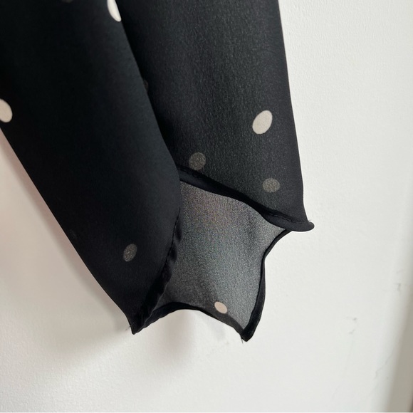 TRADITION | Sheer Black Polka Dot Cropped Tie-Front Blouse - Picture 4 of 5